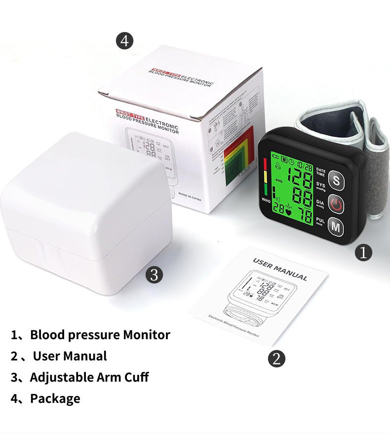 Compact Wrist Blood Pressure Monitor – Adjustable Cuff
